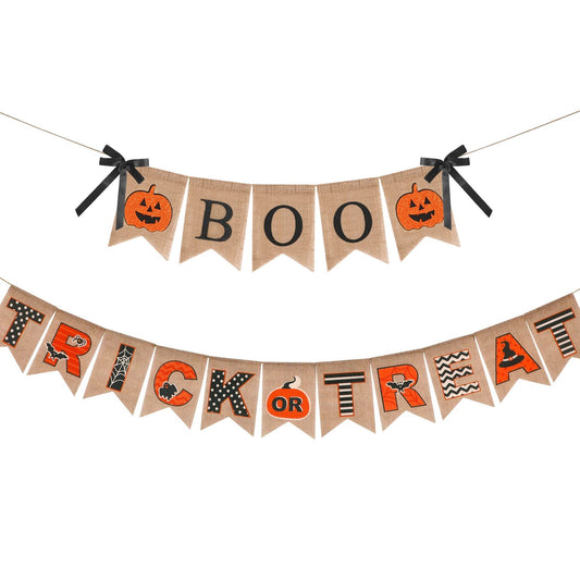 Halloween Burlap Banner Halloween Party Mantel Wall Hanging Supplies For Home Farmhouse Patio-Selling On Amazon Is Prohibited