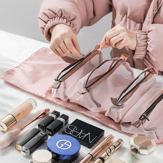 Detachable Cosmetic Bag Portable Large Capacity 4 in 1 Makeup Bags Portable Folding Travel Cosmetics Storage Toiletry Bag