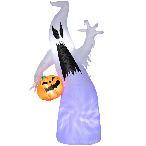 HOMCOM 5.9 Halloween Inflatable Outdoor Decoration Ghost With Pumpkin, Blow Up LED Yard Decor For Garden, Lawn, Party, Holiday, Waterproof