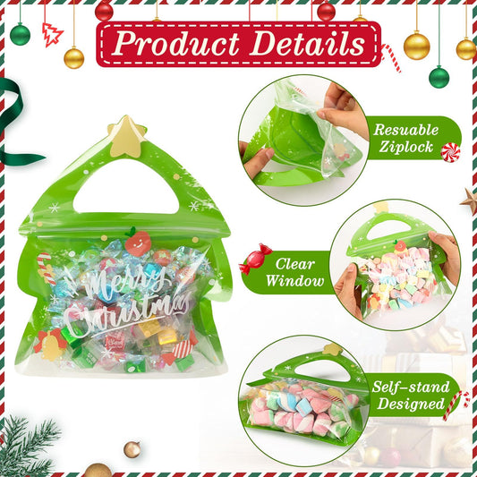Resealable Christmas Gift Bags,24Pcs Special Shaped Christmas Gift Bags With Handles For Christmas Holiday Party Candy Small Gift Wrapping Supplies Decor-Cannot Be Listed On Amazon Platform
