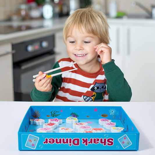 Children's puzzle shark feeding game baby early education fine motor skills chopstick training parent-child interactive toys