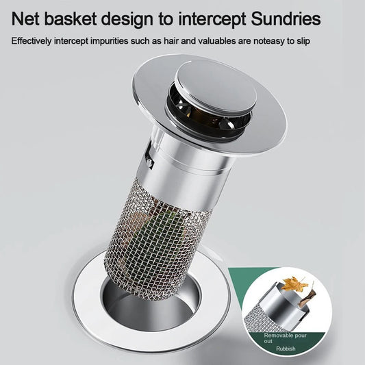 Kitchen Sink Drain Stainless steel Strainer Sink Stopper Bath Plug Pop-Up Bounce Core Basin Drain Filter Hair Catcher Universal