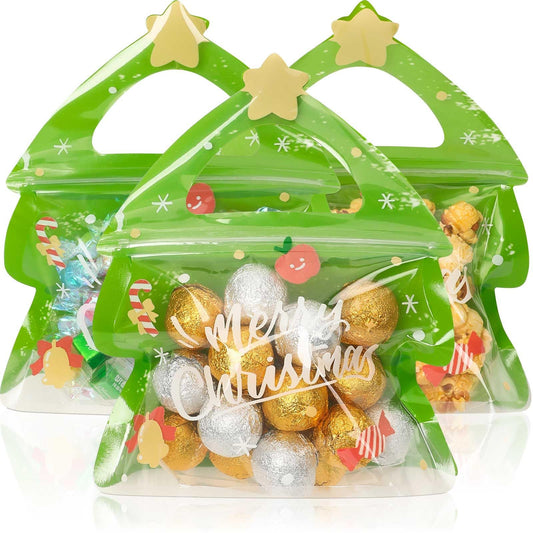 Resealable Christmas Gift Bags,24Pcs Special Shaped Christmas Gift Bags With Handles For Christmas Holiday Party Candy Small Gift Wrapping Supplies Decor-Cannot Be Listed On Amazon Platform