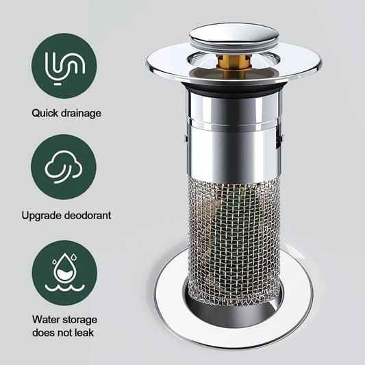 Kitchen Sink Drain Stainless steel Strainer Sink Stopper Bath Plug Pop-Up Bounce Core Basin Drain Filter Hair Catcher Universal