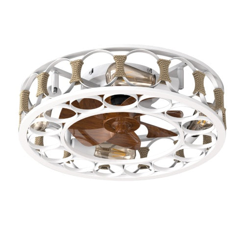 Cage Ceiling Fan With Light Remote Control, Semi-recessed Modern Ceiling Fan, 6 Speed Reversible Blades, 4 LED Bulbs Included Unavailable Platforms