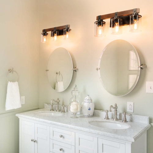 3 Lamps Farmhouse Dresser Lamps Rustic Bathroom Lamps Bathroom Wall Lamps - No Bulbs Unusable Platform