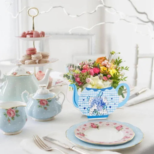 24Pcs Tea Party Table Centerpieces 4 Styles Teapot Shape Flower Box Paper Teapot Gift Box