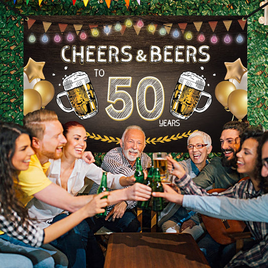 72x44 Inch Cheers To 50 Years Birthday Party Backdrop - Happy 50th Anniversary Banner Decoration-Selling On Amazon Is Prohibited