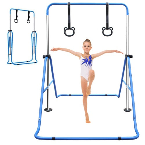 Functional Adjustable Height Children's Horizontal Gymnastic Bar With Bear Rings