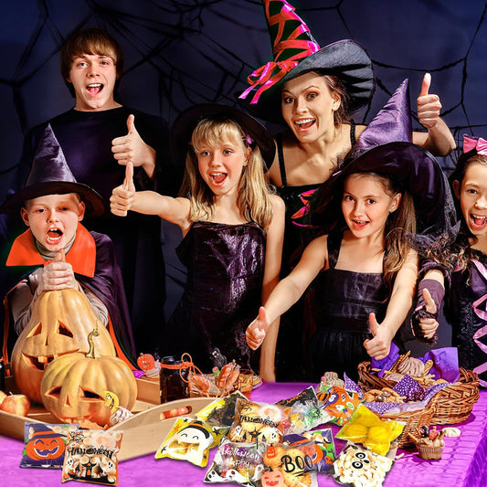 Halloween 450pcs Self-adhesive Candy Cellophane Treat Bags Cookie Bags For Halloween Trick Or Treat Goodie Party Favor Supplies-9 Patterns-Cannot Be Listed On Amazon Platform
