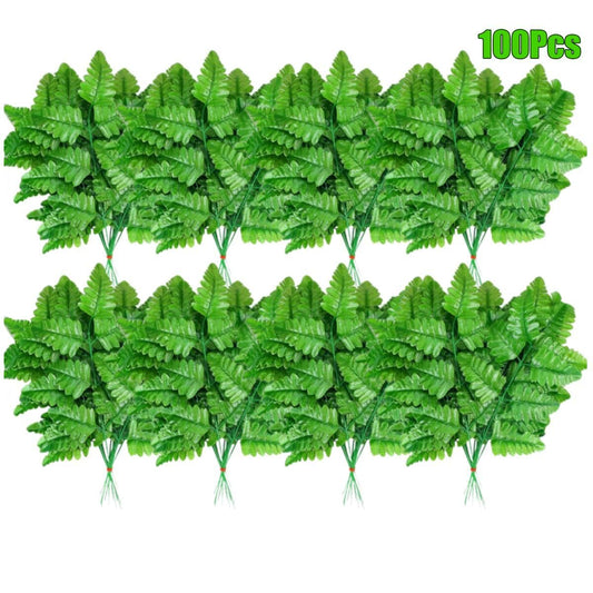 Artificial Fern Leaves Stem Green Cemetery Leaf Picks Wedding Flower Arrangements