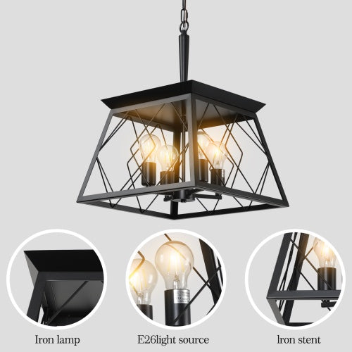 4 Lights Farmhouse Chandelier For Dining Room Black - No Bulbs Unavailable Platform