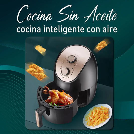 Air Fryer, Oil-Free, Large Capacity 3.5 Liters, Low Consumption, Non-Stick Basket, Temperature Selector, Multifunction Time/Temperature, Adjustable, Easy to Clean, Healthy Food