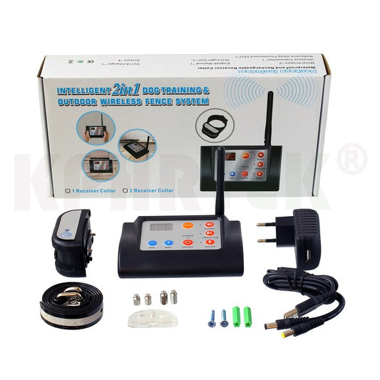 2 in 1 Wireless Electronic Dog Fence System and Dog Training Collar Beep Shock Vibration Training for 1/2/3 dogs 6 Sets/lot