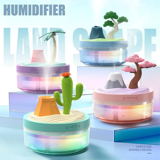 Landscape Air Humidifier Small Spray Hydration Household Silent Bedroom Desktop Car USB Aromatherapy Humidifiers Diffuser