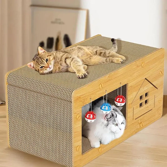 Cat Scratcher Box Heavy Duty Scratch Pad Cardboard Cat Scratcher Spacious Kitten Scratching Lounge Bed Sturdy Cat House