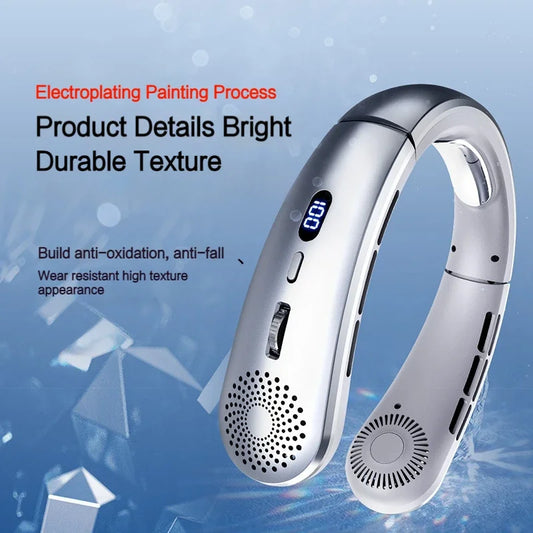 Neck Fan,Lightweight Wearable Fan, Low Noise 5 Speed Hands Free Fan, Hanging Headphone Design Sports Fan for Indoor & Outdoor