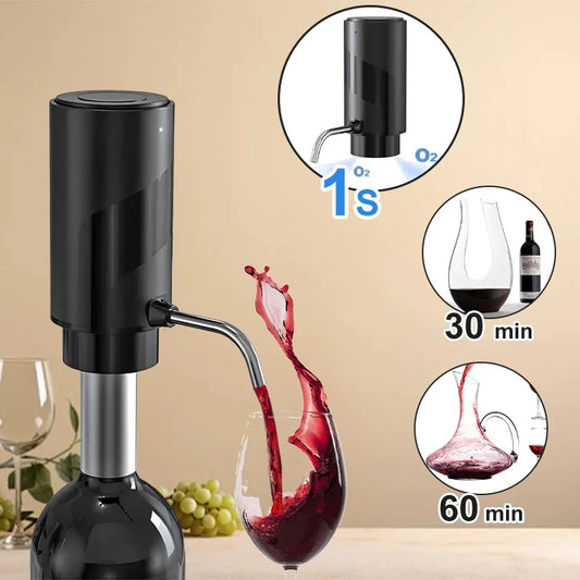 Intelligent Wine Aerator Dispenser Rechargeable One Touch Electric WineDecanter Liquor Dispenser Set Bar Party Wine Accessories