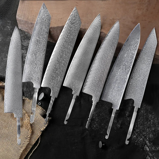 TURWHO DIY Factory Octagonal Handle Japanese Damascus Steel Chef Knife Kiritsuke Blade Blank Knive Parts New Design Dropshipping