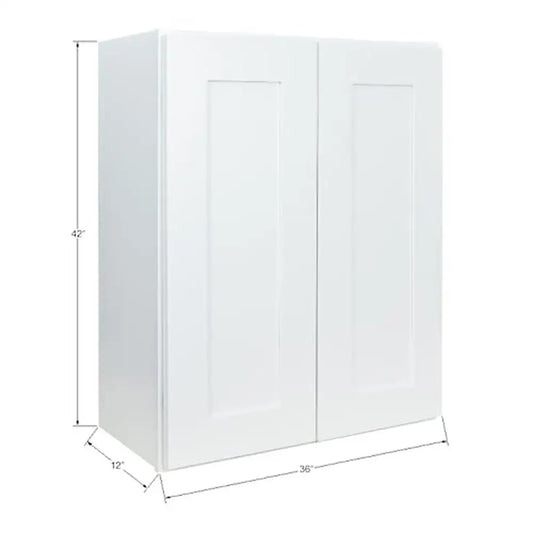 Shaker White Wall Kitchen Cabinet 36"x12"x42" Ready to Assemble Real Wood Full Extension Drawer Glides European Style Hinges