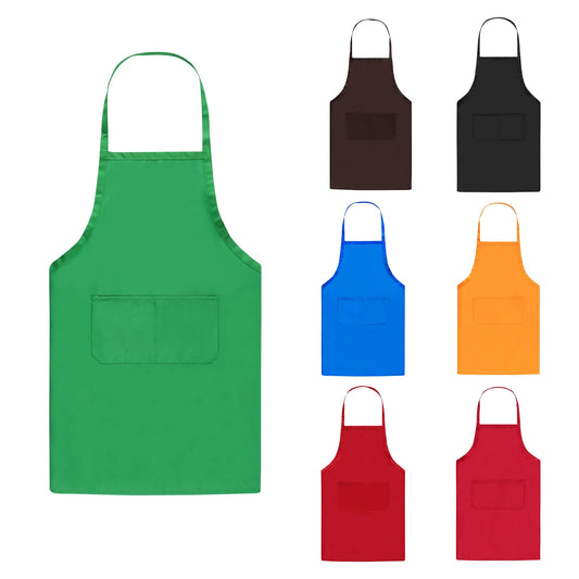 Men Women Plain Apron with Double Pockets Waterproof Cooking Aprons Chef Waiter Barbecue Hairdresser Apron Kitchen Supplies