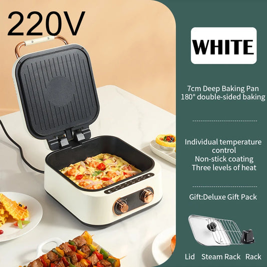 Household double-sided heating, timed multifunctional frying and baking machine, non stick pot, suspended heating