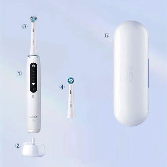 Oral-B iO 5 Electric Toothbrush Rechargeable 3D Teeth Whitening Smart 5 Modes Ultimate Clean Replacement Brush Head Travel Case