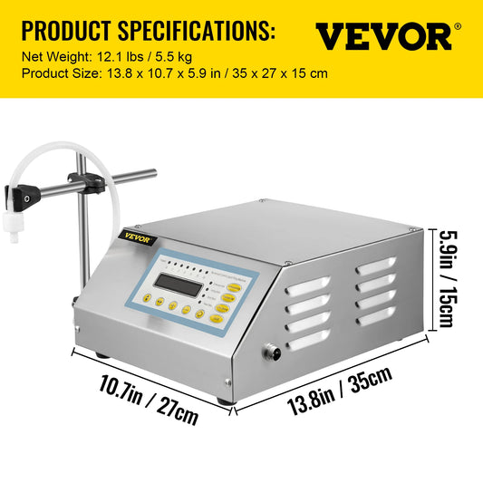 VEVOR Liquid Filling Machine 5-3500 ml GFK160 Digital Control Water Drink Perfume Cosmetics Juice Milk Small Bottle Filler