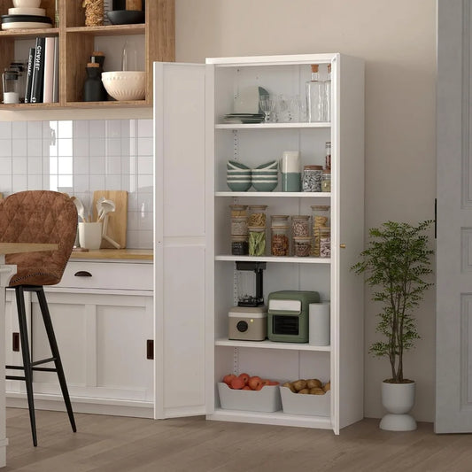 Kitchen Pantry Cabinet,White Kitchen Cupboard with Adjustable Shelves,71" Food Pantry Cabinet for Living,Dining Room