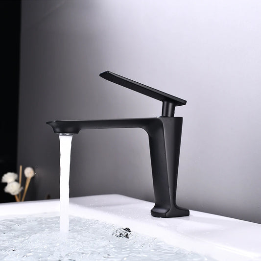 BAKALA Black/White Basin Faucet Contemporary Bathroom Faucet Painted Brass Single Handle Single Hole Hot and Cold Faucet Deck