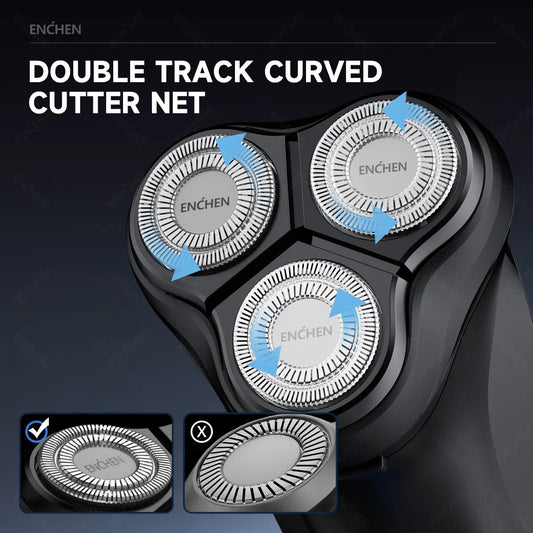 ENCHEN Blackstone-C Electric Rotary 3D Shaver Type-C Quick Charging With POP-UP Precision Trimmer And Safety lock