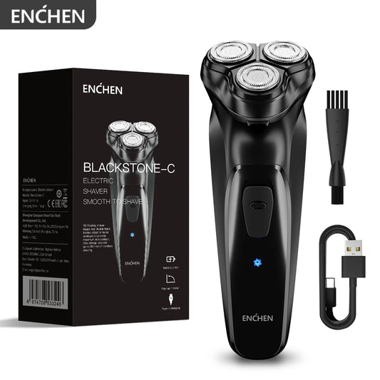 ENCHEN Blackstone-C Electric Rotary 3D Shaver Type-C Quick Charging With POP-UP Precision Trimmer And Safety lock