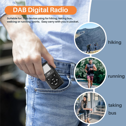 DAB/DAB Digital Radio Bluetooth 4.0 Personal Pocket FM Mini Portable Radio Earphone MP3 Micro-USB for Home B20