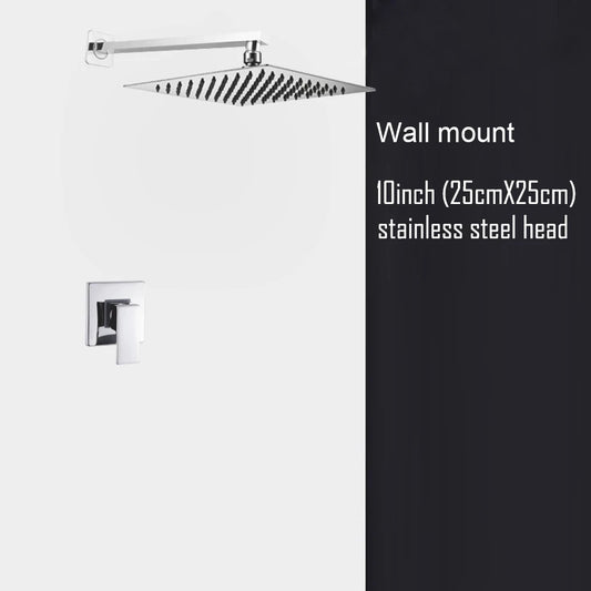 Chrome Shower Set Wall Mounted Shower Faucet Mixer 8inch to16inch Rainfall Bathroom Shower Tap with Handshower Rotate Bath Spout