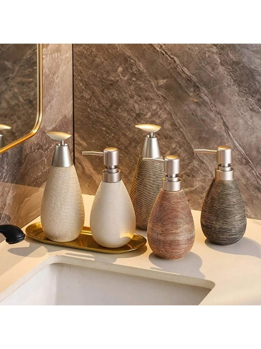 Creative Retro Style Ceramic Push-Type Soap Dispenser With Pump, Hand Soap Bottle, Suitable For Bathrooms Kitchens And Toilets