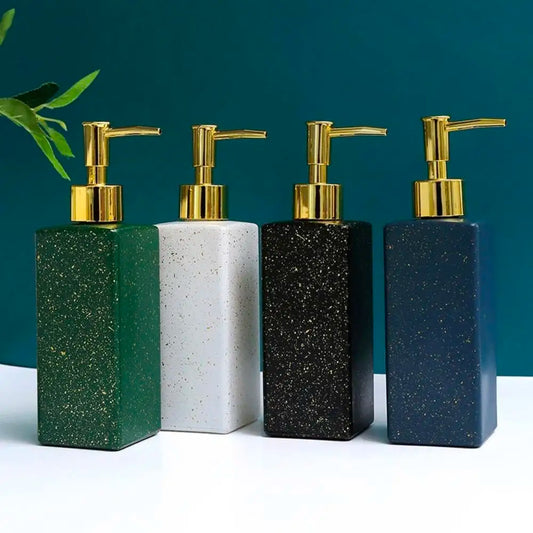 300ml Luxury Marble Glass Soap Dispenser Pump Bottle Square Refillable Shampoo Bottles Nordic Shower Gel Empty Bottles