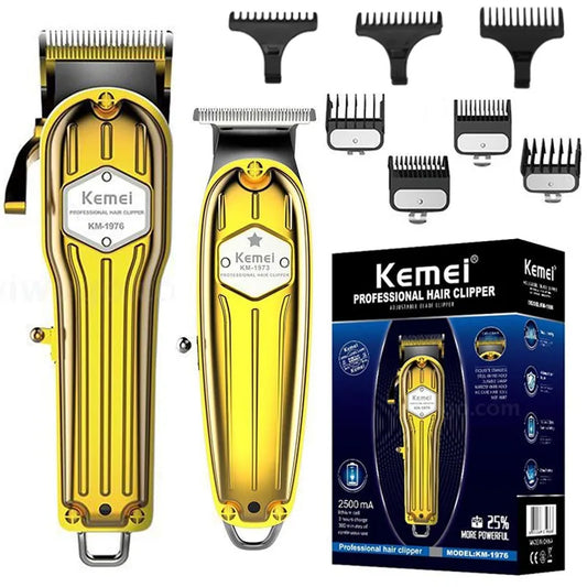 Kemei 1976 Full Metal Case Hair Clipper Professional Barber Electric Hair Clipper Men's Professional Rope Cordless Hair Clipper