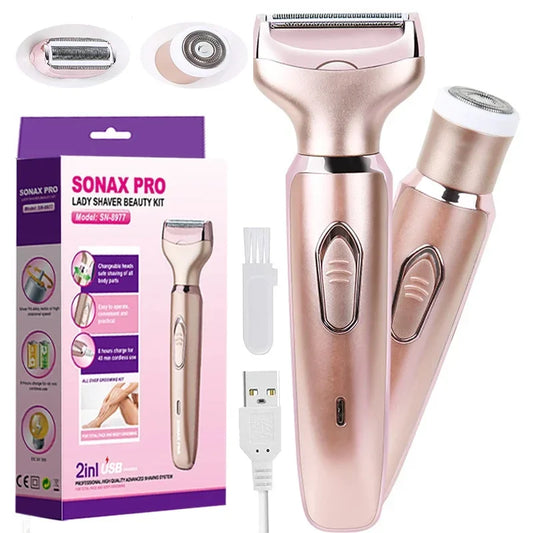 Women Epilator Electric Razor 2In1 Hair Removal Painless Face Shaver Hair Trimmer Home Use Machine Epilator Safety Razor Shaving