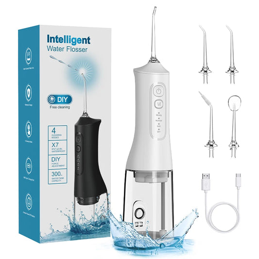 Portable Oral Irrigator Water Flosser Dental Water Jet Tools Pick Cleaning Teeth 300ML Cordless Portable Oral Irrigator