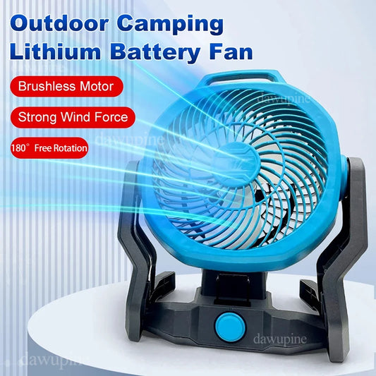 Outdoor Camping Electric Fan Desktop Floor Fan for Makita BL1830 for Milwaukee for M18 for Dewalt DCB200 18V 20V Lithium Battery