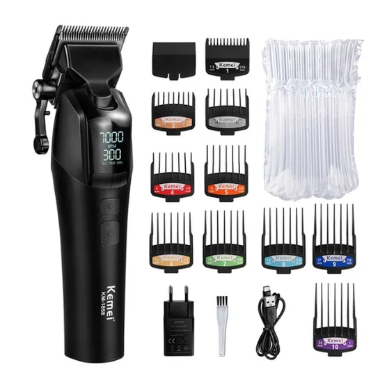 KEMEI DLC Blade Electric Hair Clipper Professional Cordless Usb Rechargeable Hair Clippers With Light KM-1858
