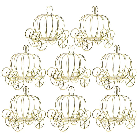 8pcs Pumpkin Carriage Centerpiece Candy Holder Halloween Wedding Party Candy Cart Container Tabletop Decoration