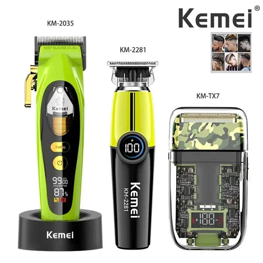 Kemei Original Hair Clipper Kit Professional Electric Hair Trimmer Barber Rechargeable Shaver for Men KM-2035 KM-2281 KM-TX7