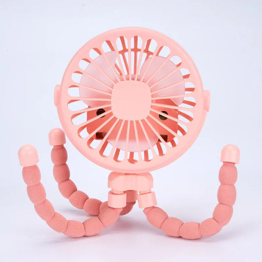 USB Rechargeable Octopus Multifunctional Mini Fan Fixable Small Fan Portable Desktop for Baby Stroller Bicycle with Soft Wind