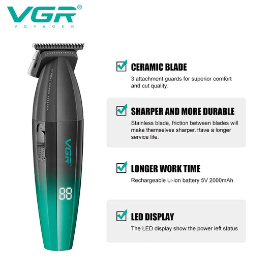 VGR Professional Hair Trimmer Electric Rechargeable Hair Clipper Beard Haircut Kit Barber Machine Facial Trimer for Men V-906