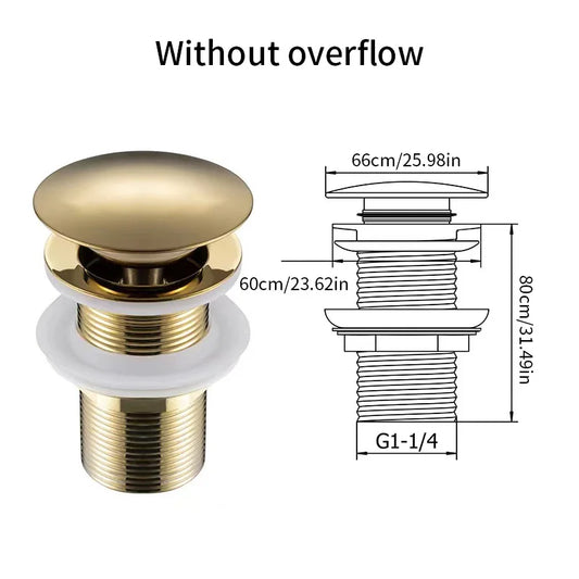 Easy-Clean Pop-Up Sink Drain with Anti-Clog Strainer and Overflow, Durable Push-Button Operation,Multifunctional Wash Basin Core