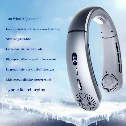 Neck Fan,Lightweight Wearable Fan, Low Noise 5 Speed Hands Free Fan, Hanging Headphone Design Sports Fan for Indoor & Outdoor