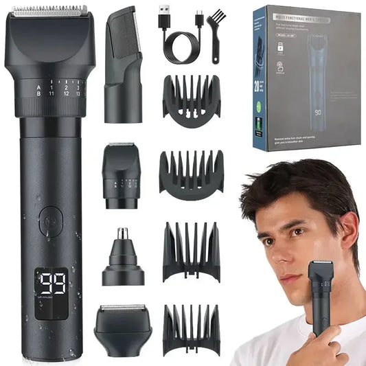 Beard Trimmer for Men Professional Electric Foil Shaver & Hair Clippers, 5-in-1 Mens Grooming Kit Body Shaver Groomer Waterproof