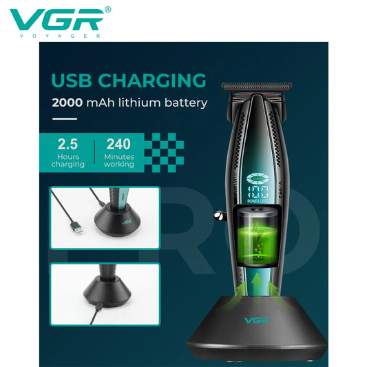 VGR Professional Hair Trimmer Electric Haircut Machine Rechargeable Hair Clipper 9000 RPM LED Display Hair Trimmer for Men V-992