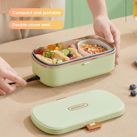 Electric Lunch Box Portable Food Warmer Water Free Bento Box Stainless Steel Food Warmer Office Food Lunch Box Electric Heater